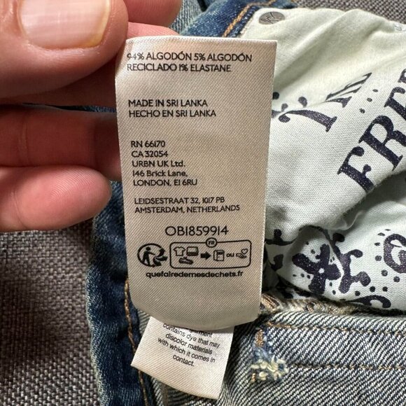 Free People We The Free Daliah Stacked Low Rise Straight Leg Denim Jeans Blue 25 - Picture 13 of 16